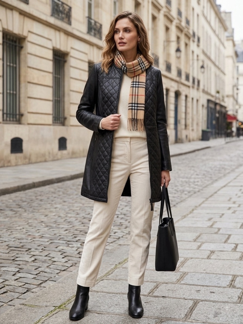 Jones New York Black Quilted Leather Jacket